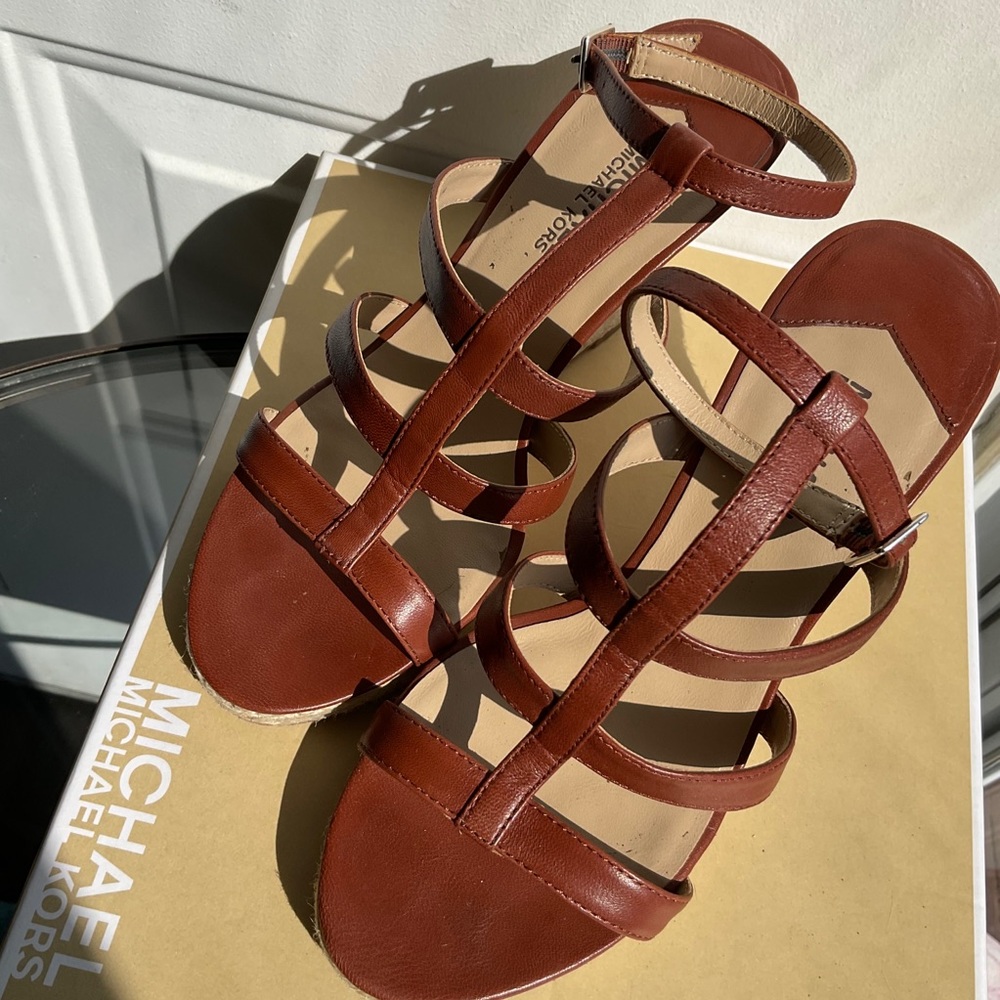 Michael Kors Palm Beach 3 Strap Ankle Wedge Sandal